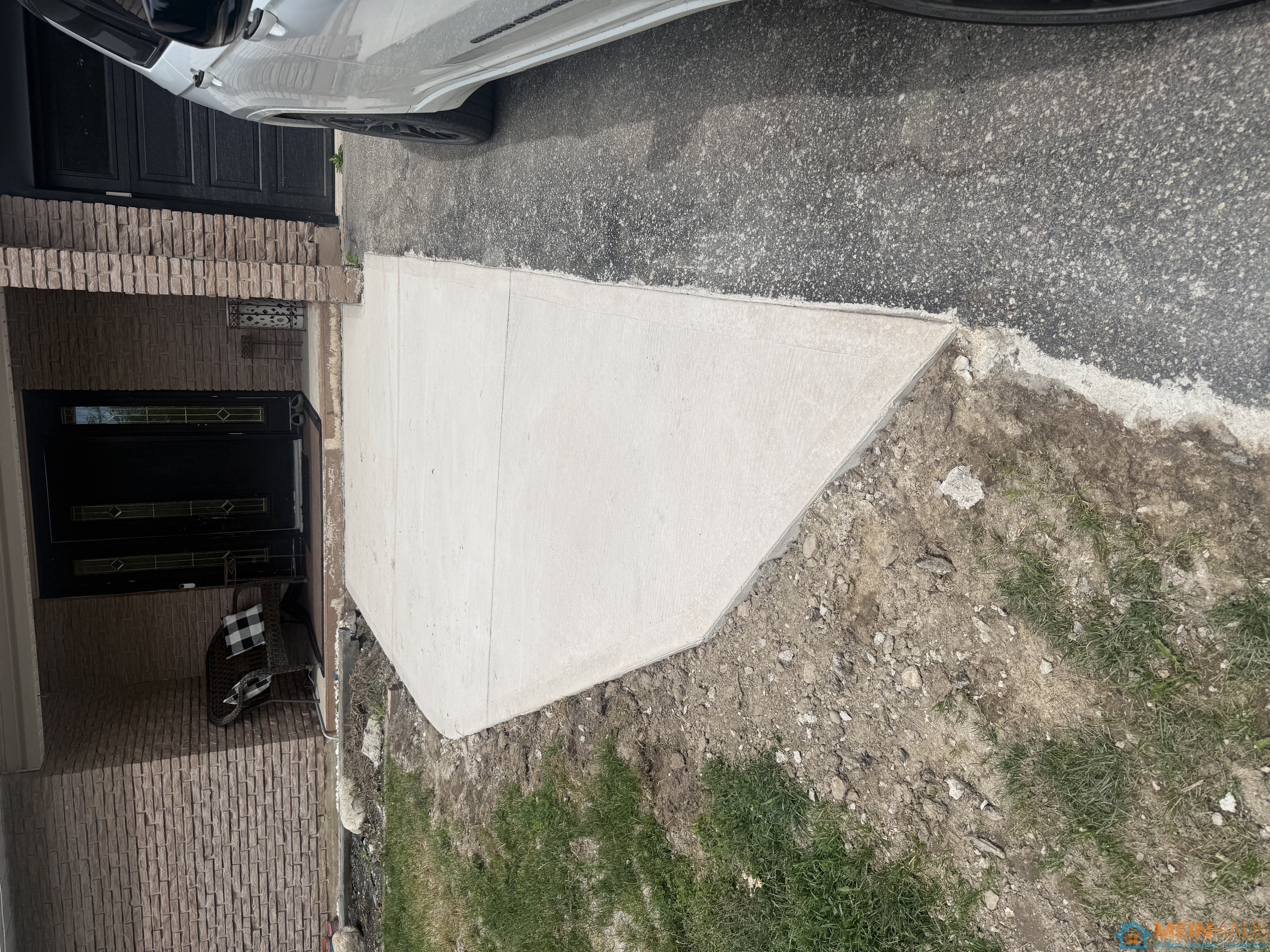 Concrete patio, front step and firepit — after