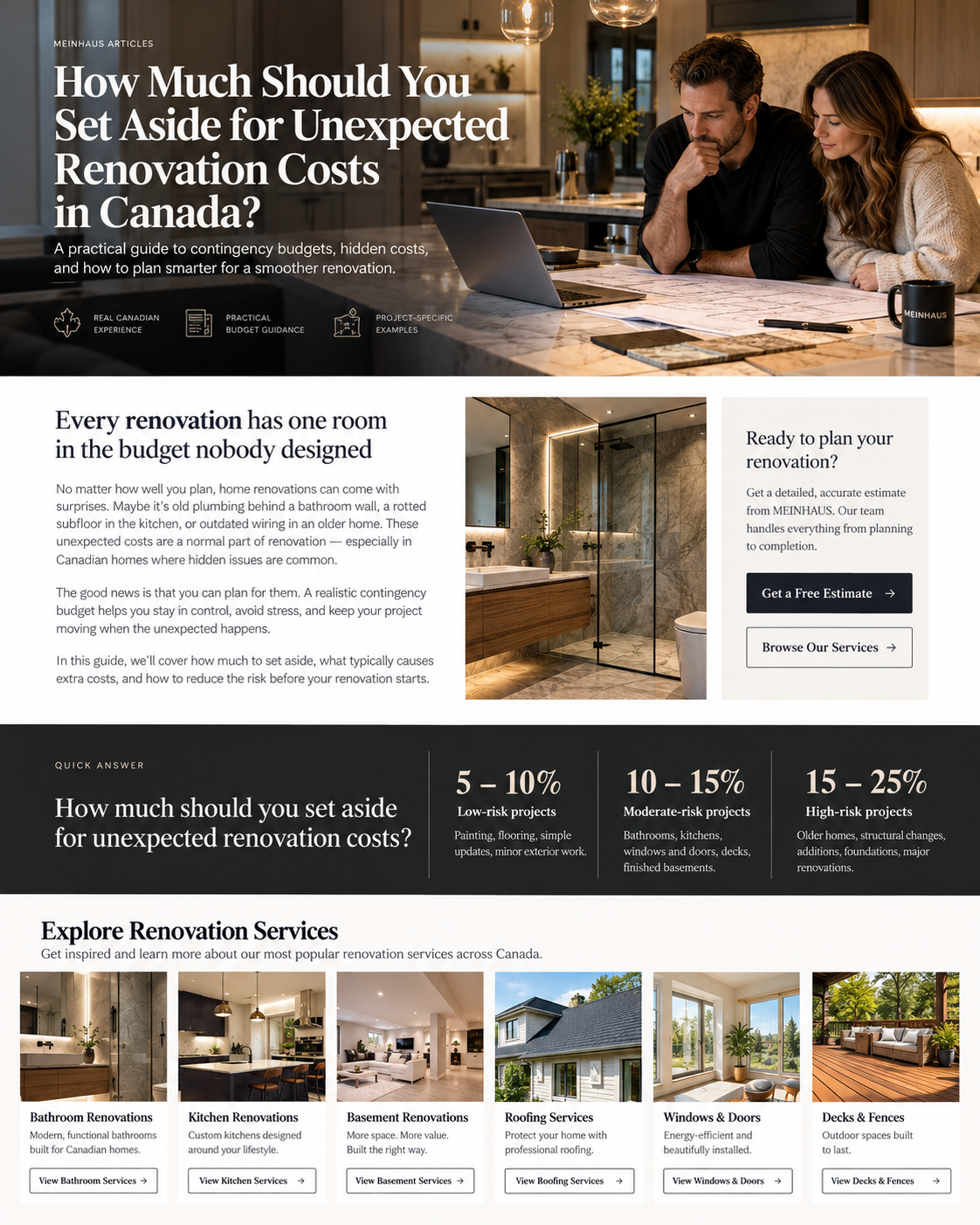 Luxury editorial renovation planning image for MEINHAUS contingency budget guide