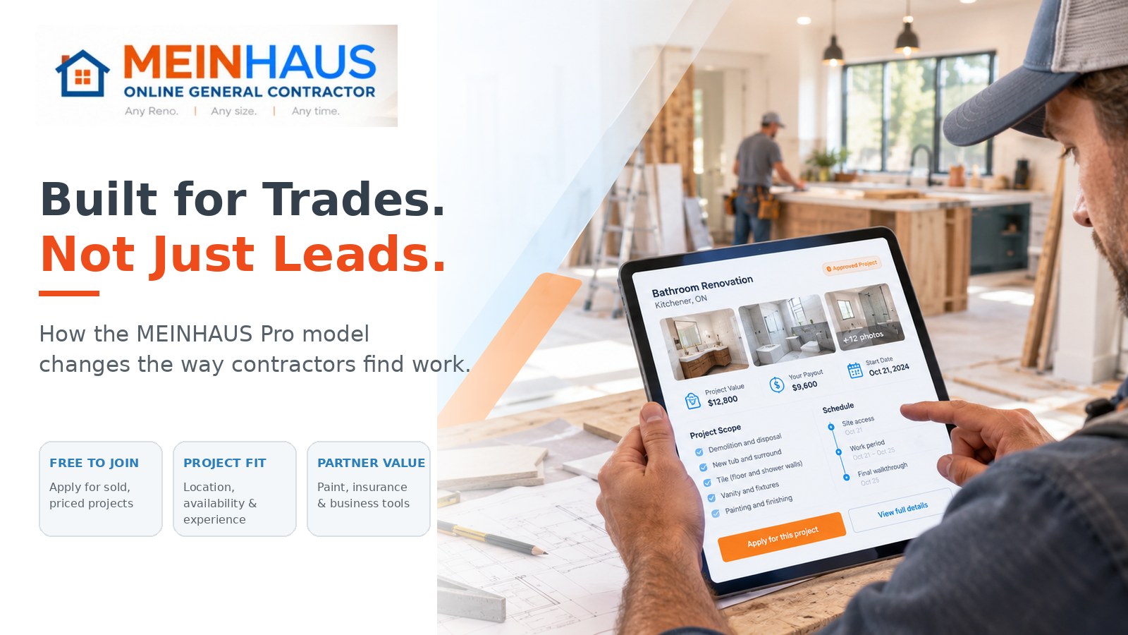 MEINHAUS contractor reviewing a sold and priced renovation project
