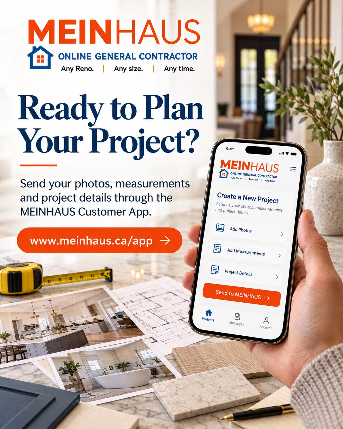 MEINHAUS customer app project planning graphic