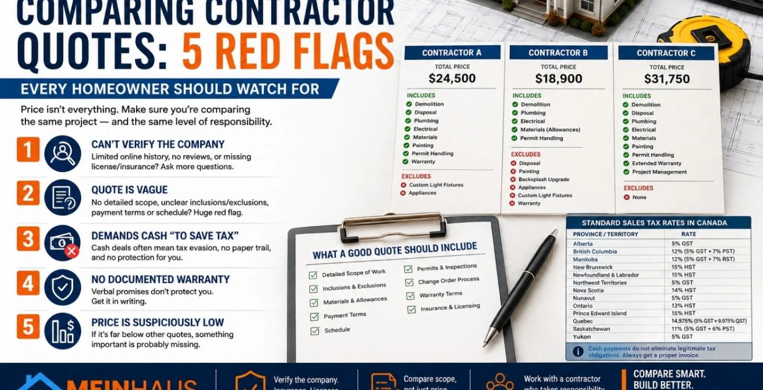 Comparing Contractor Quotes in Canada: 5 Red Flags Every Homeowner Should Watch For